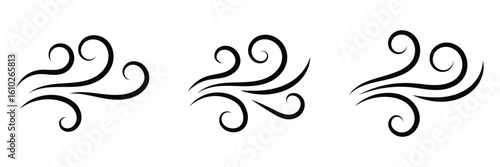 Blowing wind line icon set. Doodle wind line sketch set. Hand drawn doodle wind motion. Doodle sketch style of wind gust cartoon hand drawn illustration for concept design.