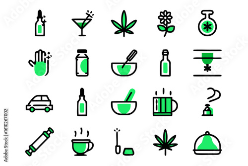 stop addiction line editable icons set vector