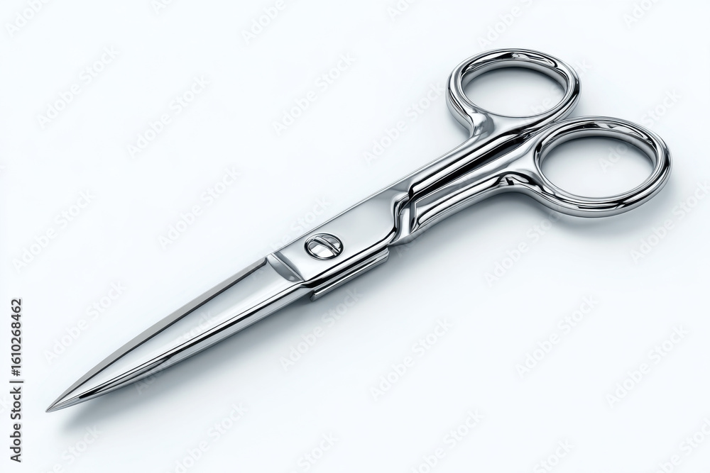 Obraz premium Shiny silver scissors on a white background