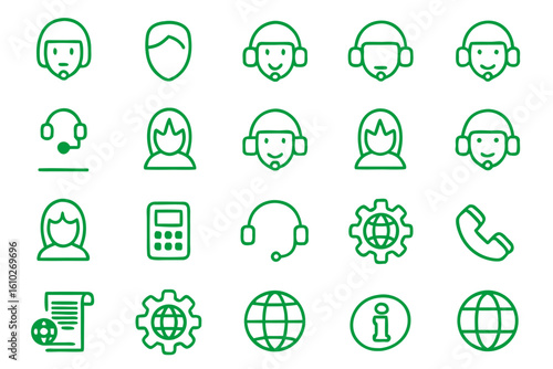 Comprehensive customer assistance and technical support line graphics collection