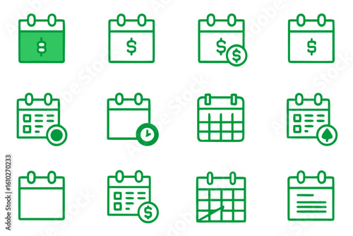Clean line art collection for financial obligations and tax season documentation