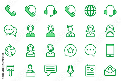 Comprehensive collection of support and service line graphical elements in a professional design