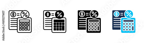 Tax Calculator icon sheet multiple style collection