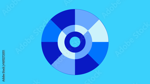 rotating tech disc layered panels blue hues