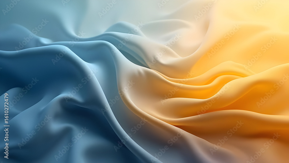 Obraz premium Abstract flowing fabric in shades of blue and yellow