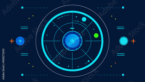 orbital hud display spinning blue dots radar