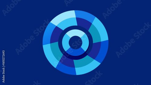 rotating tech disc layered panels blue hues