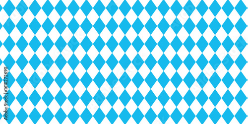 Bavarian Oktoberfest seamless pattern with blue and white rhombus Flag of Bavaria Oktoberfest blue checkered background Wallpaper Vector old diamonds background
