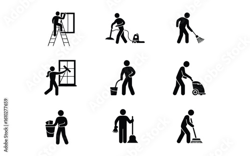 Cleaning and housekeeping icon set