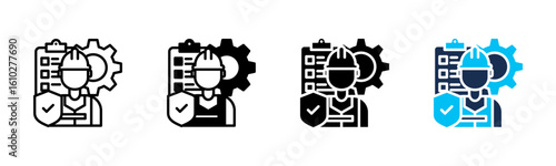 Contractor icon sheet multiple style collection
