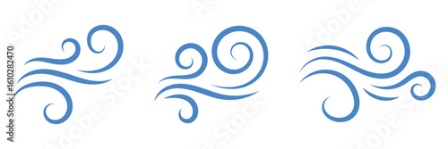 Wind blow doodle icon. Hand drawn doodle wind motion, air blow, leaf falling elements. doodle wind blow, gust design isolated on white background