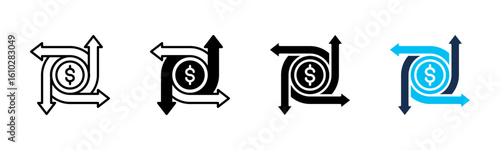 Cash Flow Boost icon sheet multiple style collection