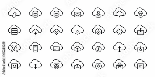 Set of 50 Simple Line Icons Illustrating Various Concepts and Themes