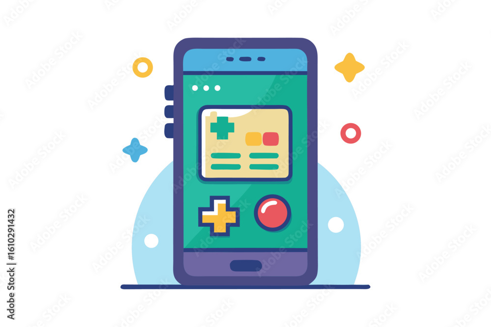 Adobe Illustrator Mobile Gaming Platform with Multiple Game Options and Social Interaction Showcased on a Smartphone DeviceArtwork Adobe Illustrator Mobile Gaming Platform with Multiple Game Options and Social Interaction Showcased on a Smartphone DeviceArtwork