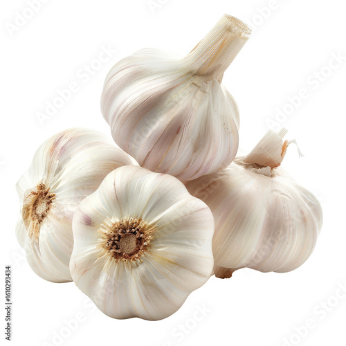 Three heads of garlic, close-up