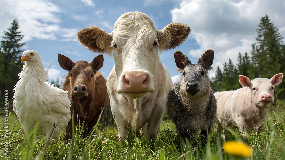 Fototapeta premium goats on a meadow