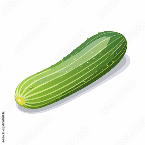 Vibrant illustration of a fresh green cucumber with subtle textures and shadows