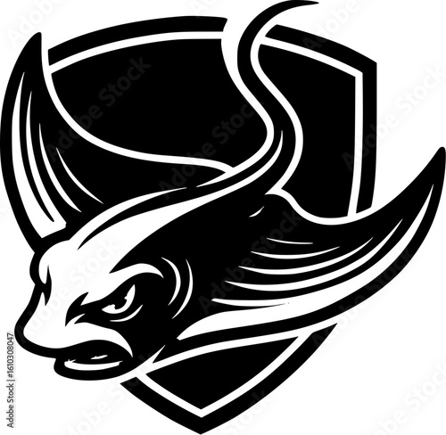 Bat Ray Fishing Logo – Bold Stingray Vector Emblem for Charter and Sport Fishing Brands