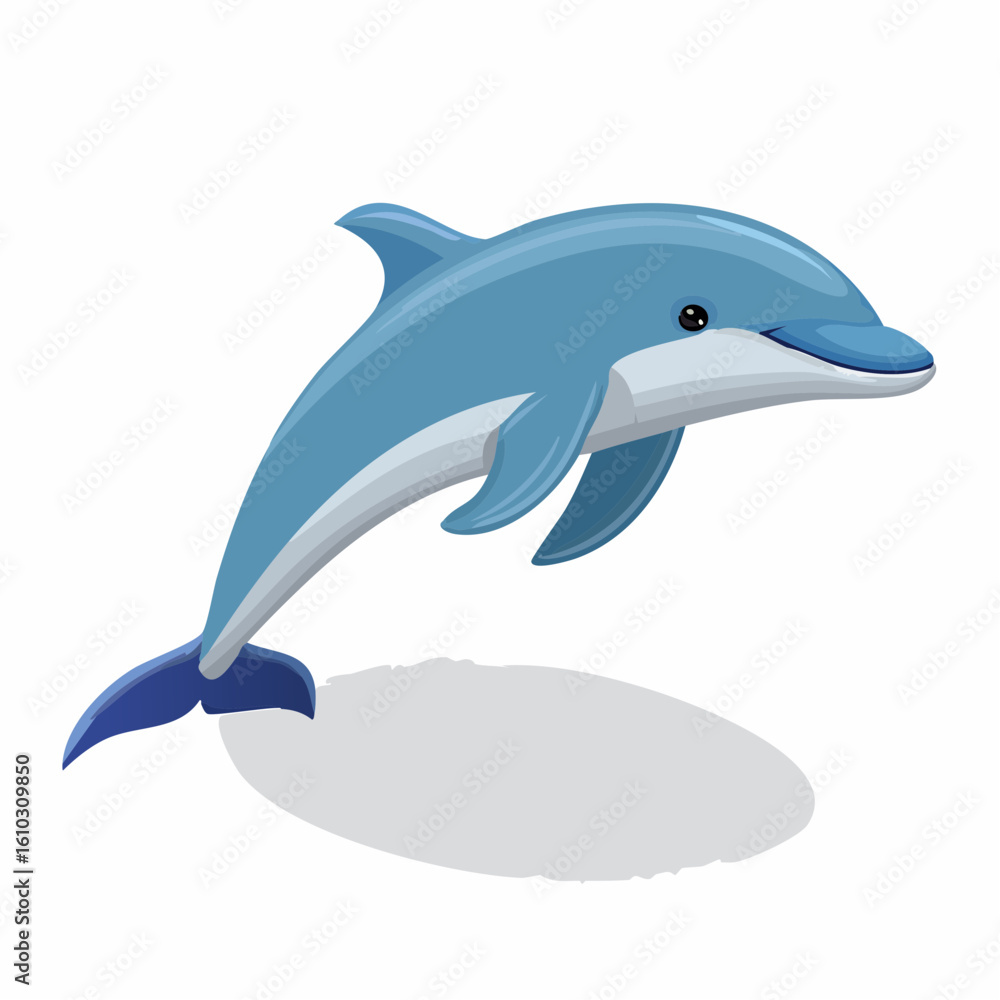 Fototapeta premium Illustration of a Delightful Dolphin Leaping with Joyful Energy Against a Clean Background