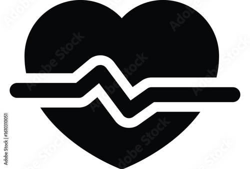 Black icon representing a heart beat