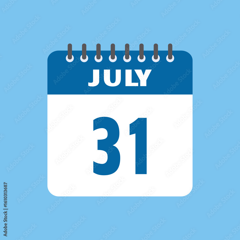 Fototapeta premium july 31 calendar icon Vector page month design