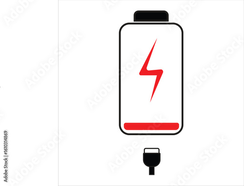 red alert battery low icon