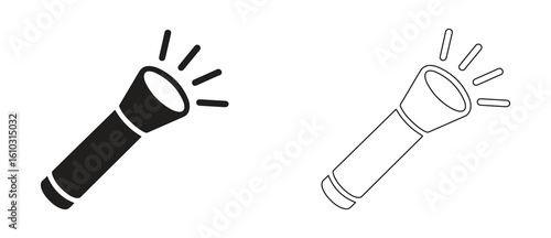 Flashlight icon flat and line art style vector