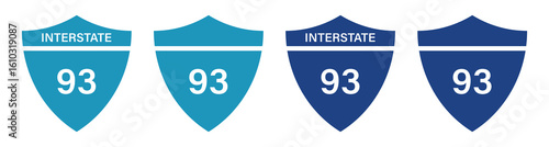 Interstate 93 Highway Vector Sign Icons – Road and Traffic Vector Illustration.