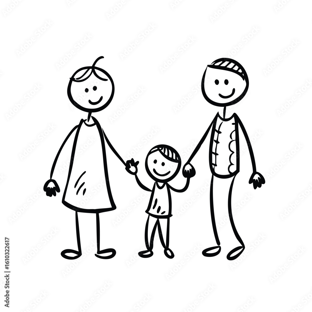 Hand-Drawn Family Doodle Icons Set – Black and White Sketch Vector Hand-Drawn Family Doodle Icons Set – Black and White Sketch Vector