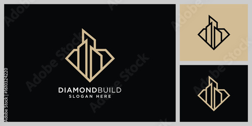 diamond building logo design vector