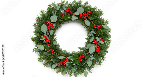Elegant Christmas Wreath with Berries and Greenery