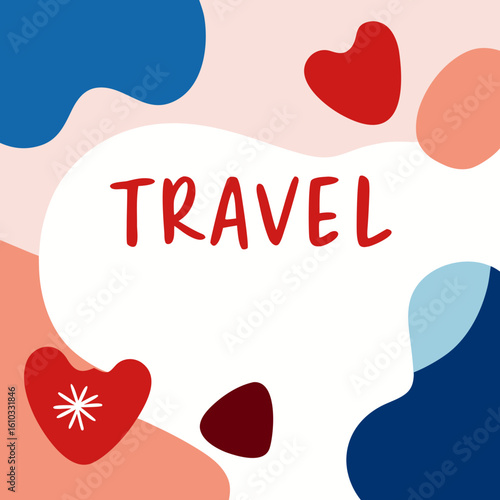 Stylized travel alerts illustration featuring bold lettering surrounded by colorful abstract shapes for updates