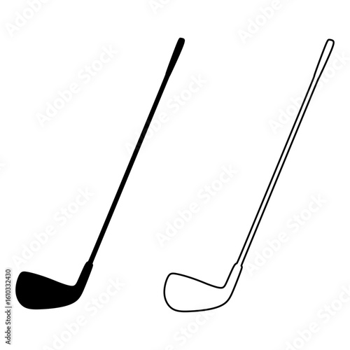 Golf Clubs Silhouette Simple Icon Design golf club flat design vector illustration.  Vector outline golf club icon. 
