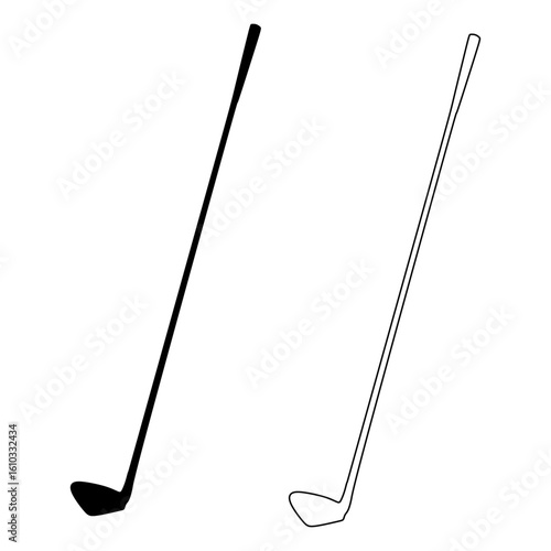 Golf Clubs Silhouette Simple Icon Design golf club flat design vector illustration.  Vector outline golf club icon. 