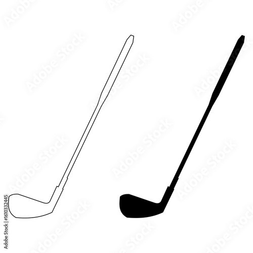 Golf Clubs Silhouette Simple Icon Design golf club flat design vector illustration.  Vector outline golf club icon. 