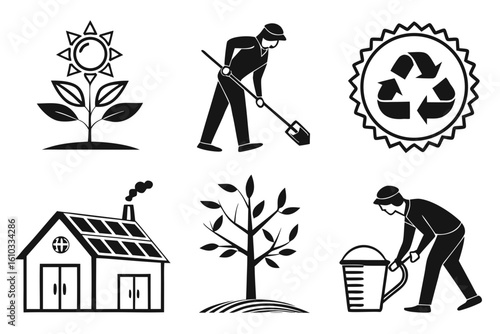 Icons for ecofriendly living and sustainable practices