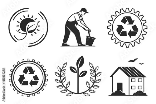 Icons for ecofriendly living and sustainable practices