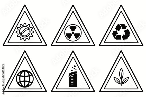 Set of warning and informational symbols