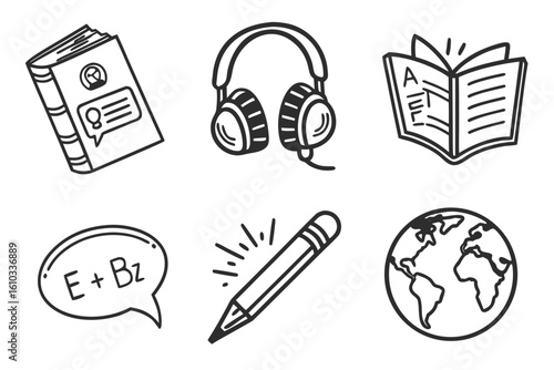 A collection of icons related to education and learning