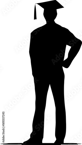 Fresh graduated man standing pose silhouette