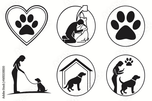 Icons related to dog ownership and care