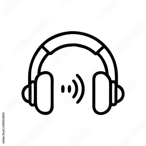 Audio guide icon featuring headphones, representing immersive travel experiences and information in a minimalistic design