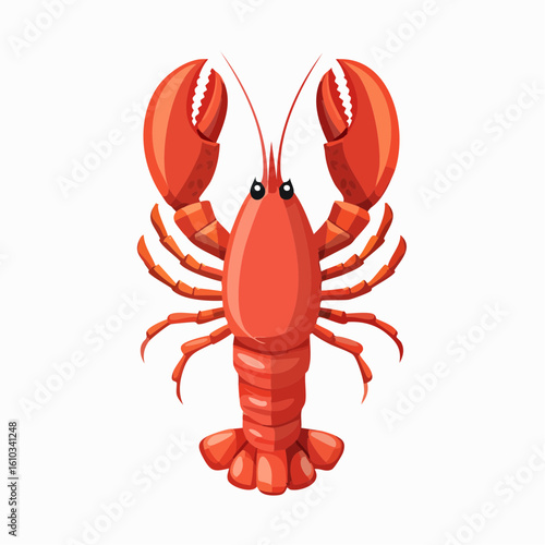 Vibrant and Detailed Illustration of a Red Lobster Standing Upright with Powerful Claws