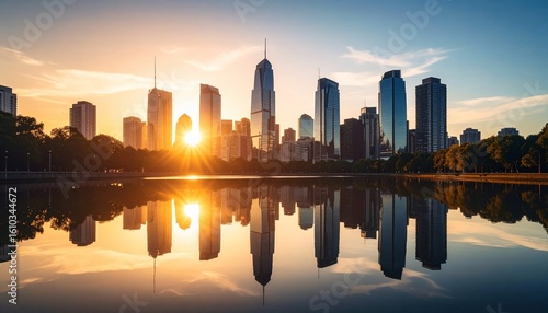 Sunrise Cityscape Reflection