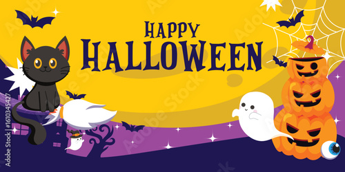 Happy Halloween Design Celebrate the spooky season with bold, festive typography and illustrations for October 31st.