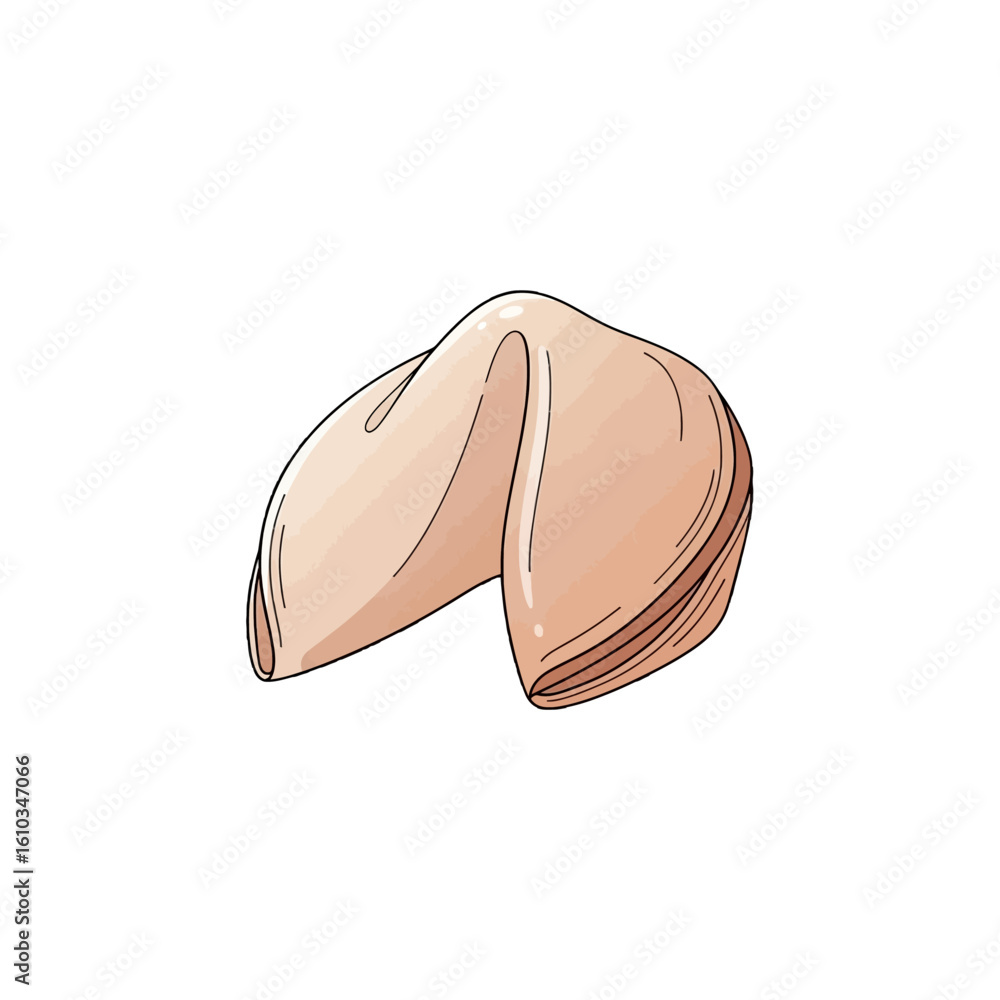 Obraz premium A delicately drawn fortune cookie, slightly opened, showcasing its layered interior.