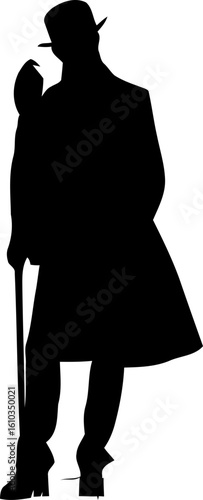 Gentleman standing pose silhouette
