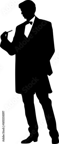 Gentleman standing pose silhouette