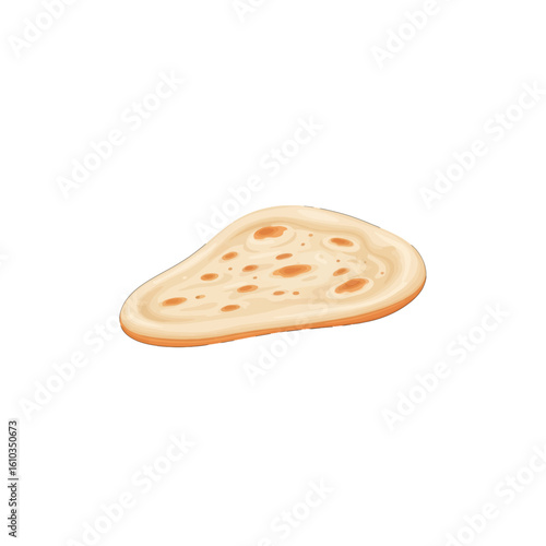 A single, light beige, slightly irregular shaped piece of Indian flatbread, with small, scattered brown spots.