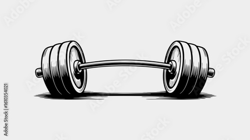 Arm wrestling themed vector with fitness barbell challenging strength like a competitive match, suitable for gym promotions and sports designs.